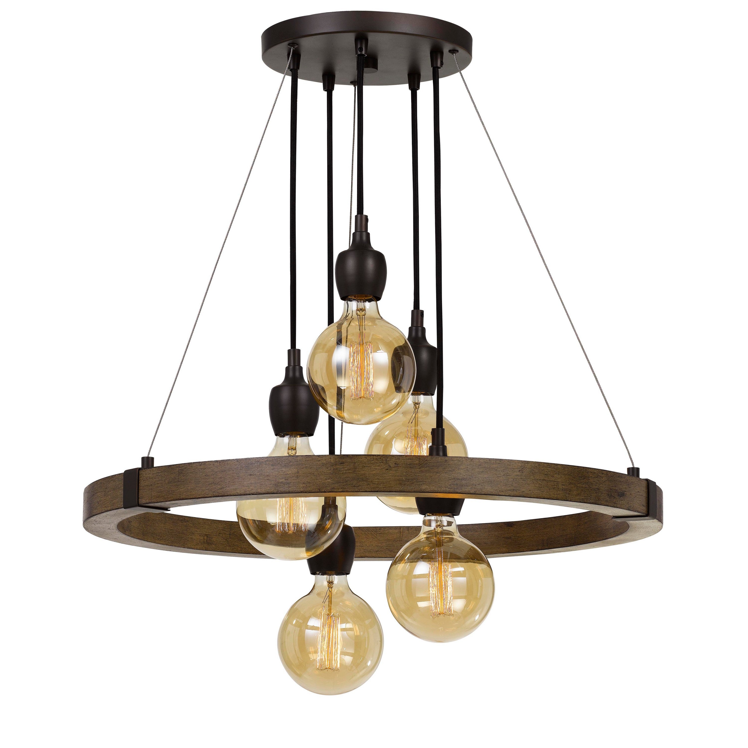 60 X 5 Watt Wood And Metal Frame Chandelier Black And Brown
