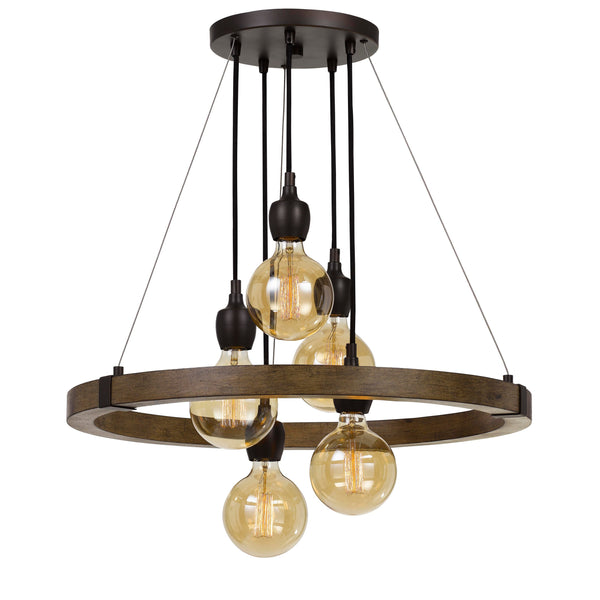60 X 5 Watt Wood And Metal Frame Chandelier Black And Brown