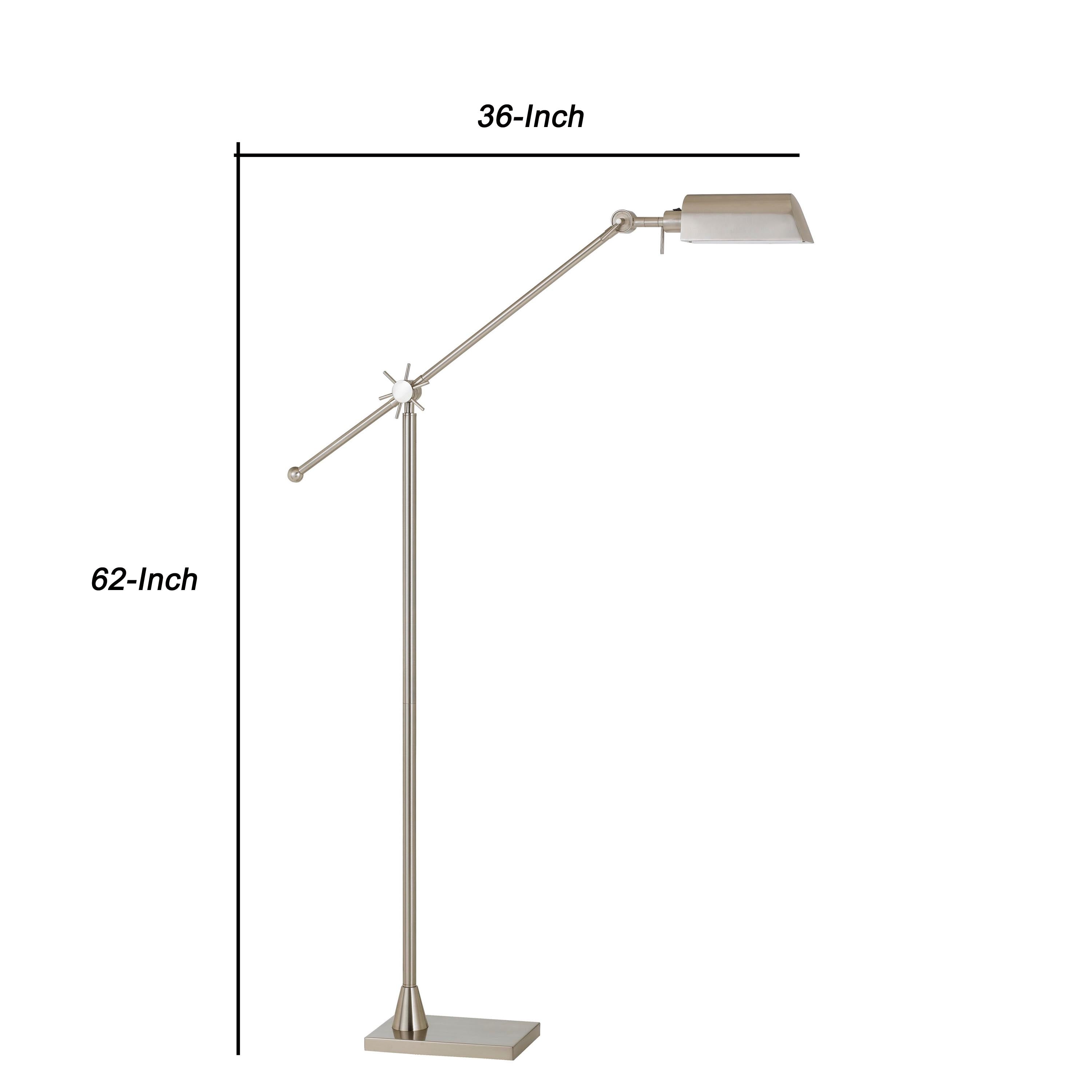 Integrated Led Floor Lamp With Metal Body And Adjustable Height Silver-zoom-5