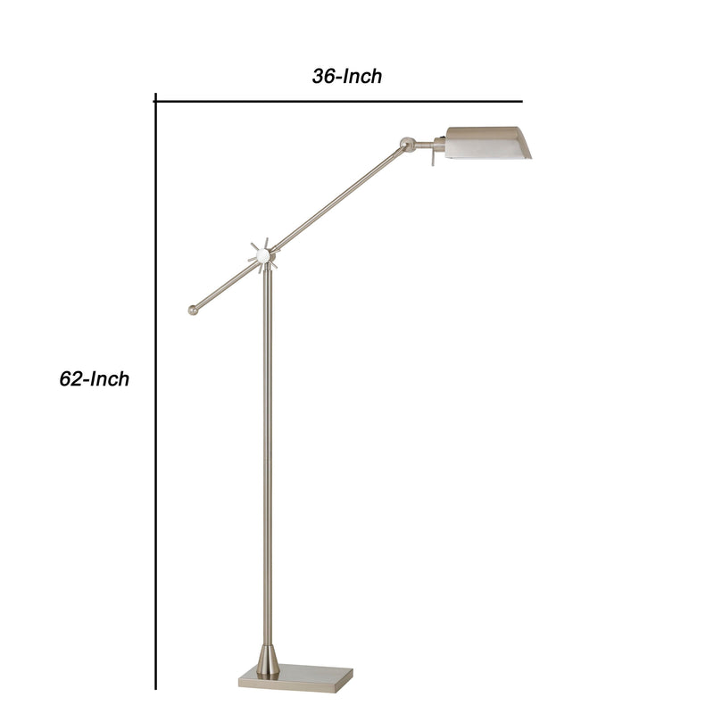 Integrated Led Floor Lamp With Metal Body And Adjustable Height Silver-zoom-