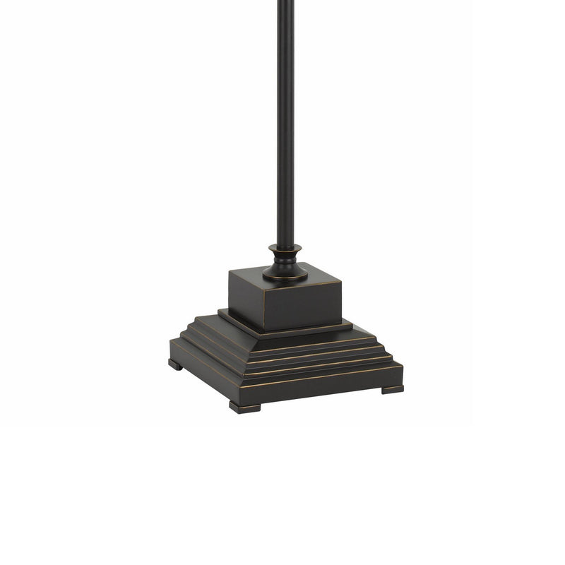 Metal Body Floor Lamp With Adjustable Arm And Textured Glass Shade Black-zoom-