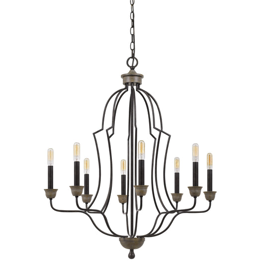 60 X 8 Watt Metal Chandelier With Tubular Frame Textured Bronze