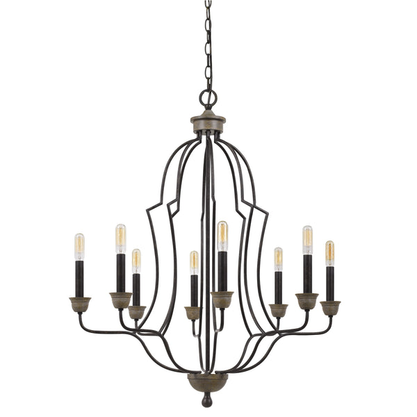 60 X 8 Watt Metal Chandelier With Tubular Frame Textured Bronze