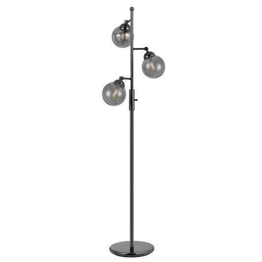 Industrial Metal Body Table Lamp with Three Glass Ball Shades Black