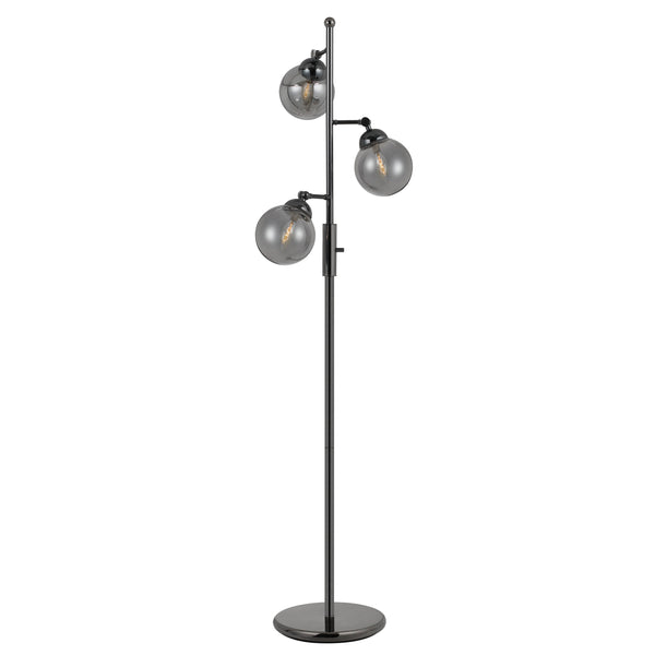 Industrial Metal Body Table Lamp with Three Glass Ball Shades Black