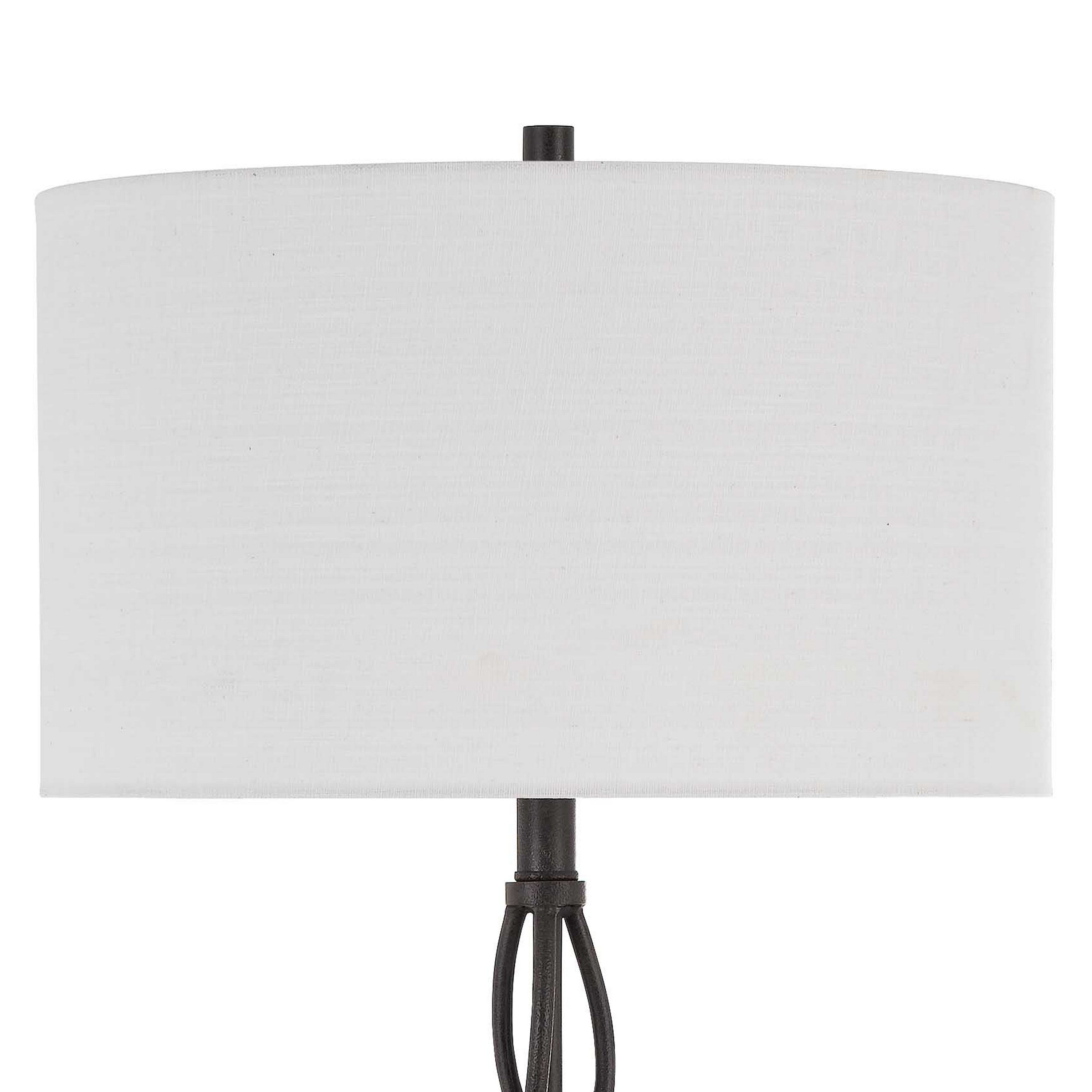 150w 3 Way Metal Floor Lamp With Fabric Drum Shade Bronze And White