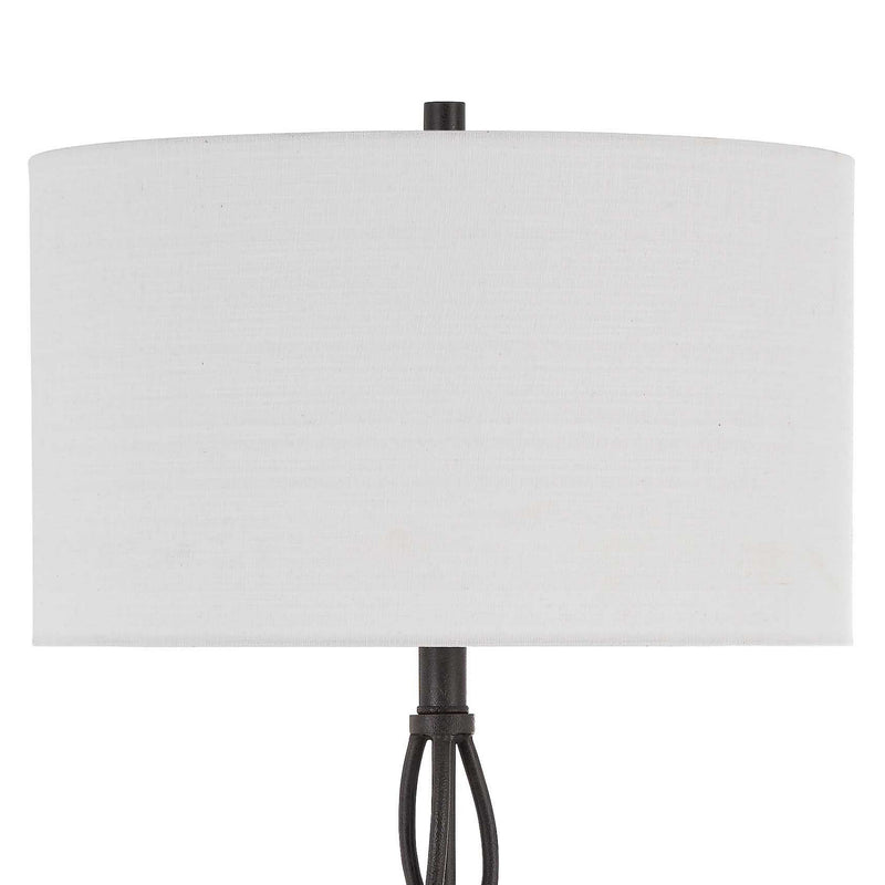 150w 3 Way Metal Floor Lamp With Fabric Drum Shade Bronze And White-zoom-