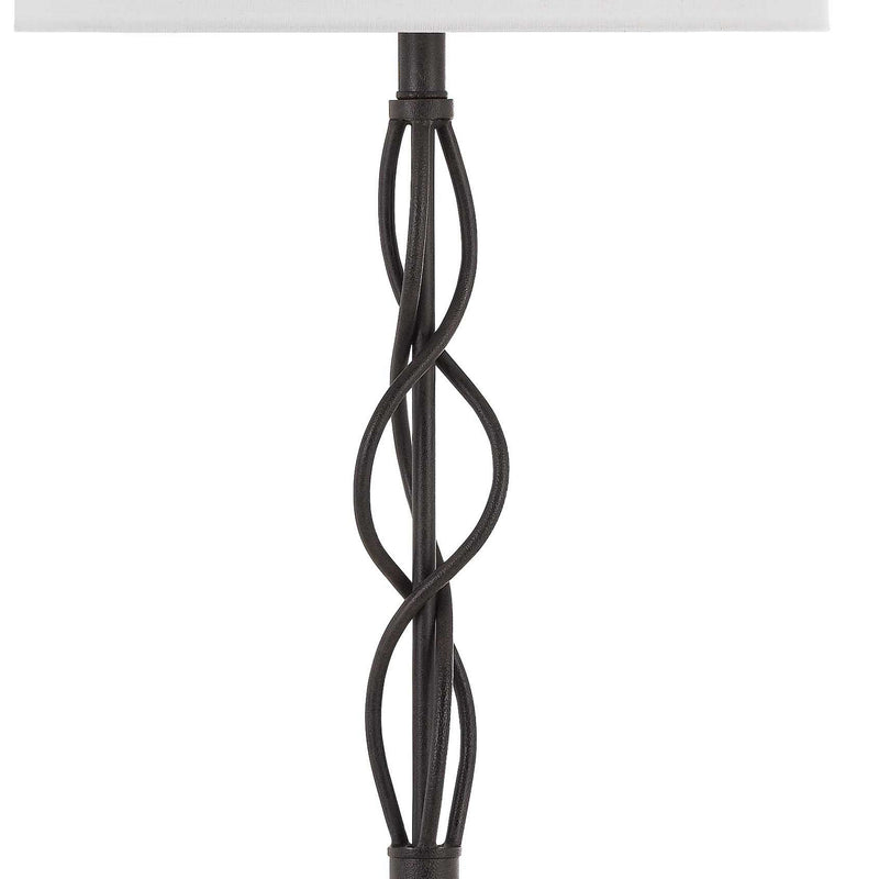 150w 3 Way Metal Floor Lamp With Fabric Drum Shade Bronze And White-zoom-