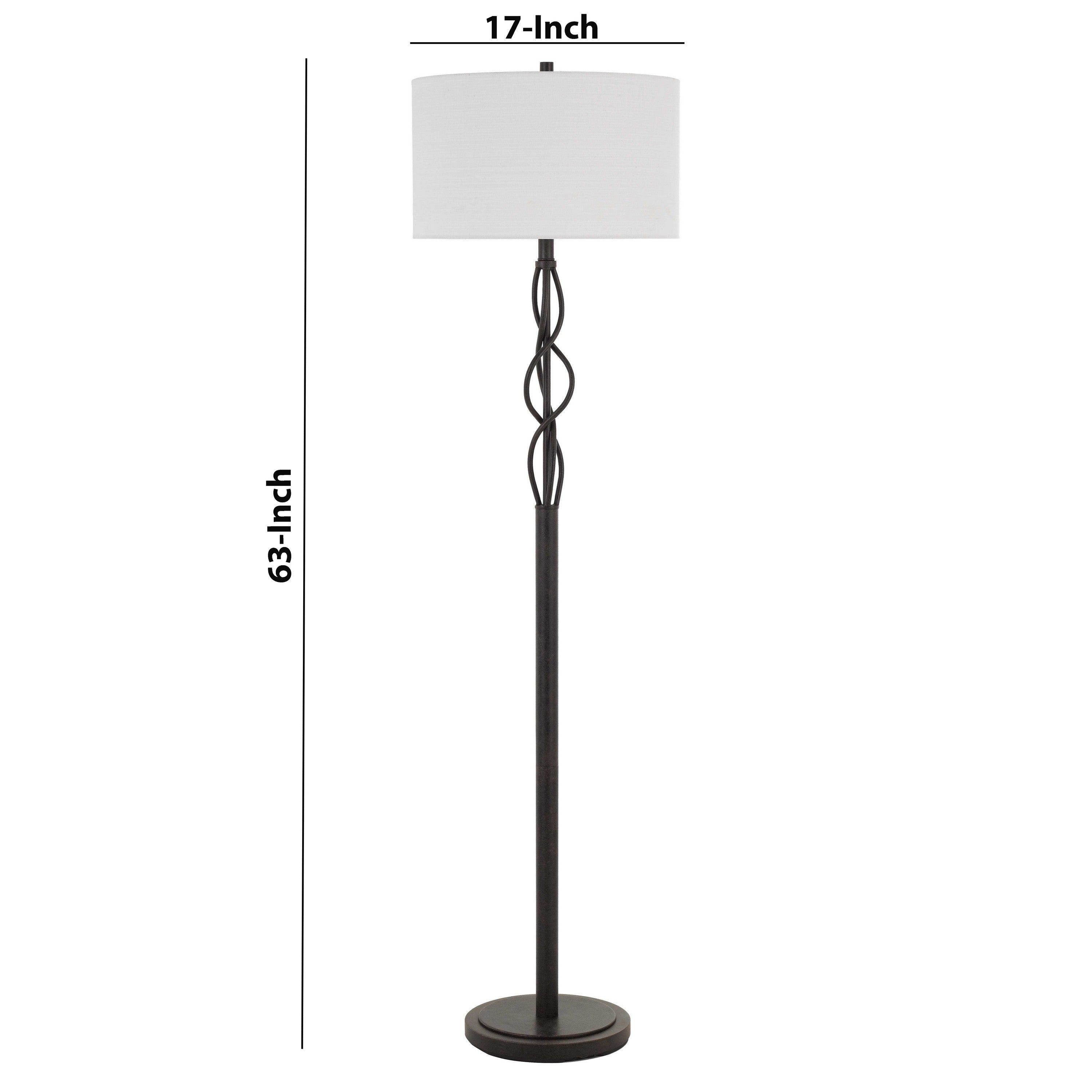 150w 3 Way Metal Floor Lamp With Fabric Drum Shade Bronze And White-zoom-5
