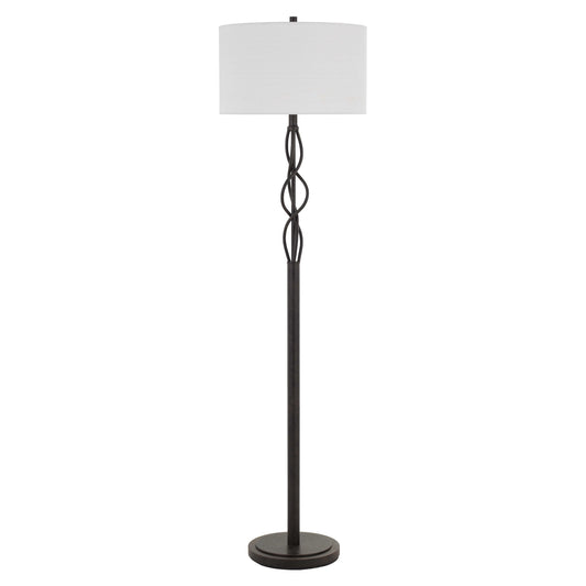 150w 3 Way Metal Floor Lamp With Fabric Drum Shade Bronze And White