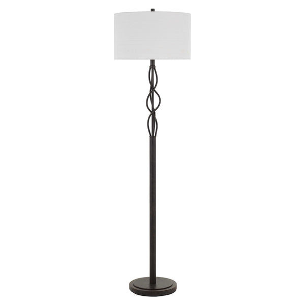 150w 3 Way Metal Floor Lamp With Fabric Drum Shade Bronze And White