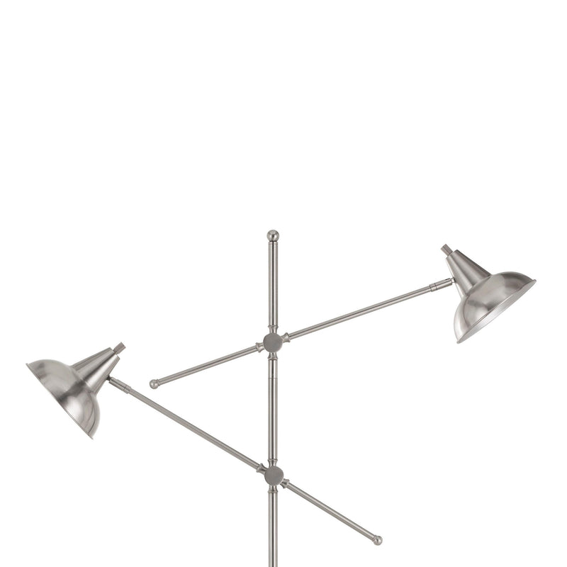 Tubular Metal Body Floor Lamp With 2 Adjustable Arms Silver-zoom-