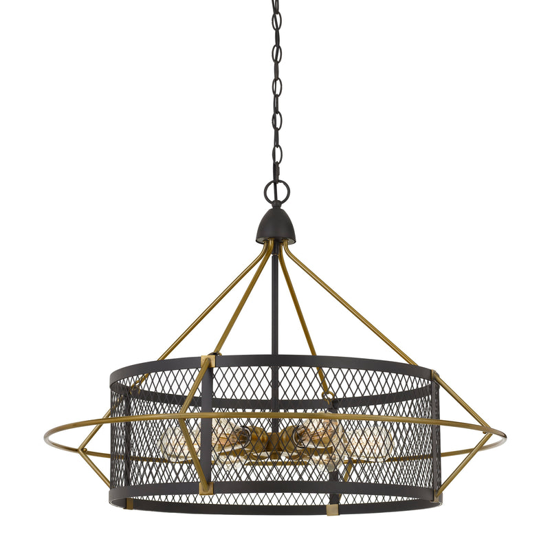 6 Bulb Metal Chandelier With Round Mesh Frame Black And Gold-zoom-