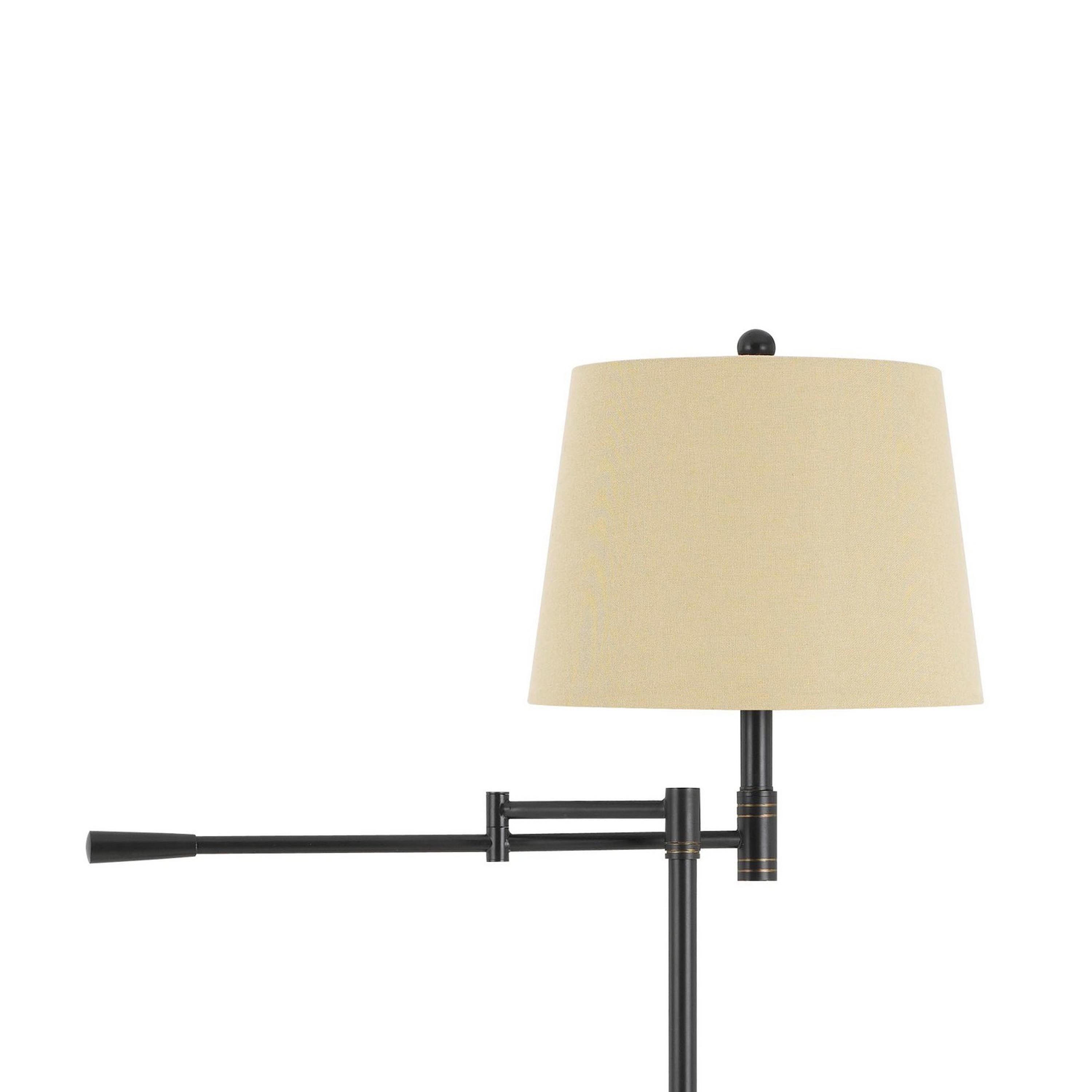 Metal Floor Lamp With Swing Arm And Tubular Stand Beige And Black-zoom-2