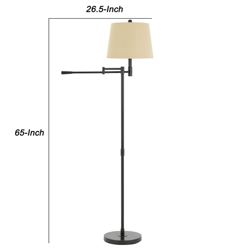 Metal Floor Lamp With Swing Arm And Tubular Stand Beige And Black-zoom-