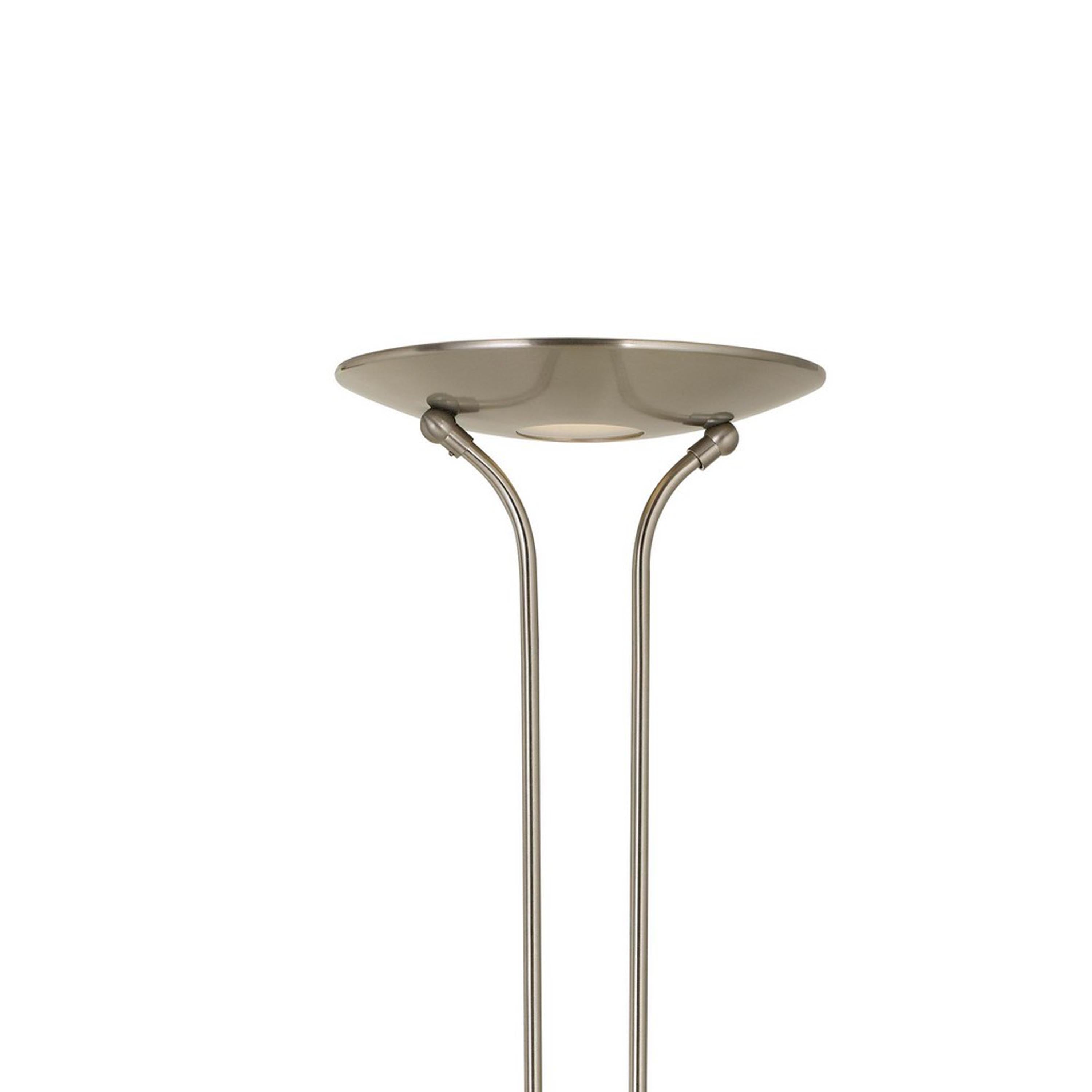 2 Metal Heads Torchiere Floor Lamp With Dimmer Control Chrome
