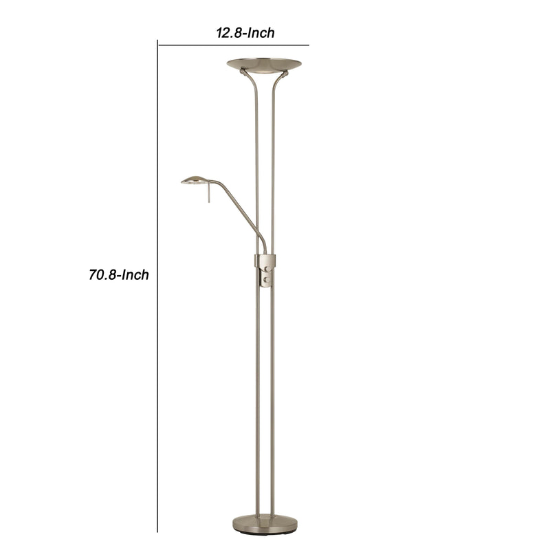 2 Metal Heads Torchiere Floor Lamp With Dimmer Control Chrome-zoom-