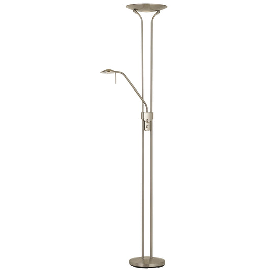 2 Metal Heads Torchiere Floor Lamp With Dimmer Control Chrome