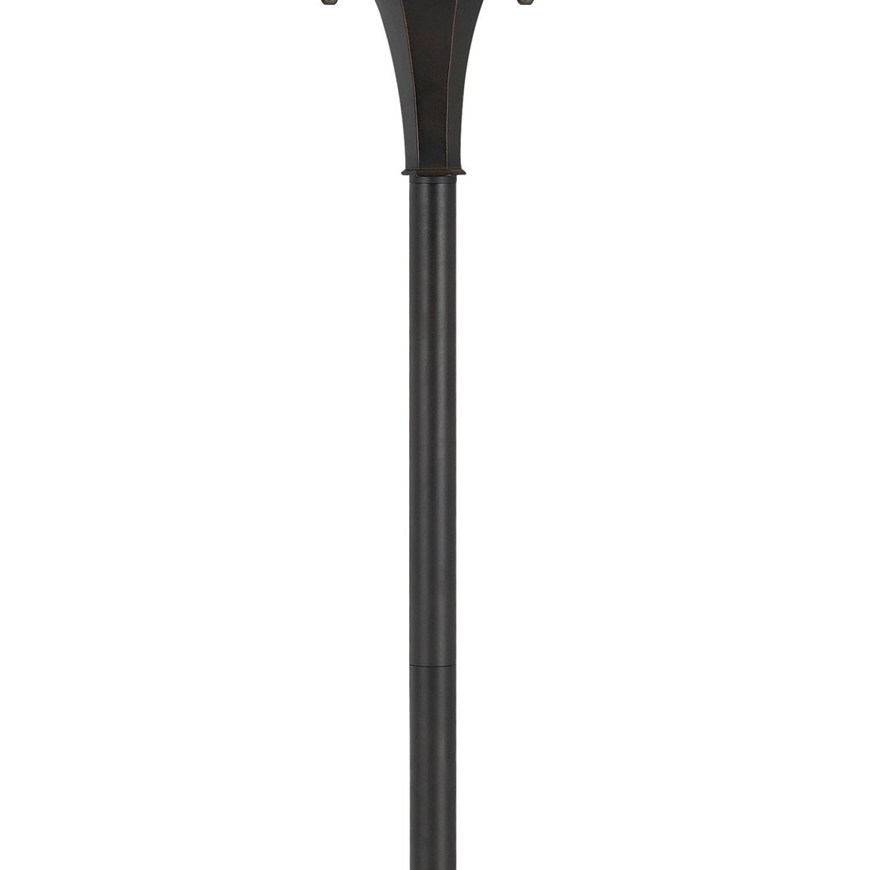 Flared Glass Shade Floor Lamp With Pattern And Stalk Support Multicolor-zoom-3