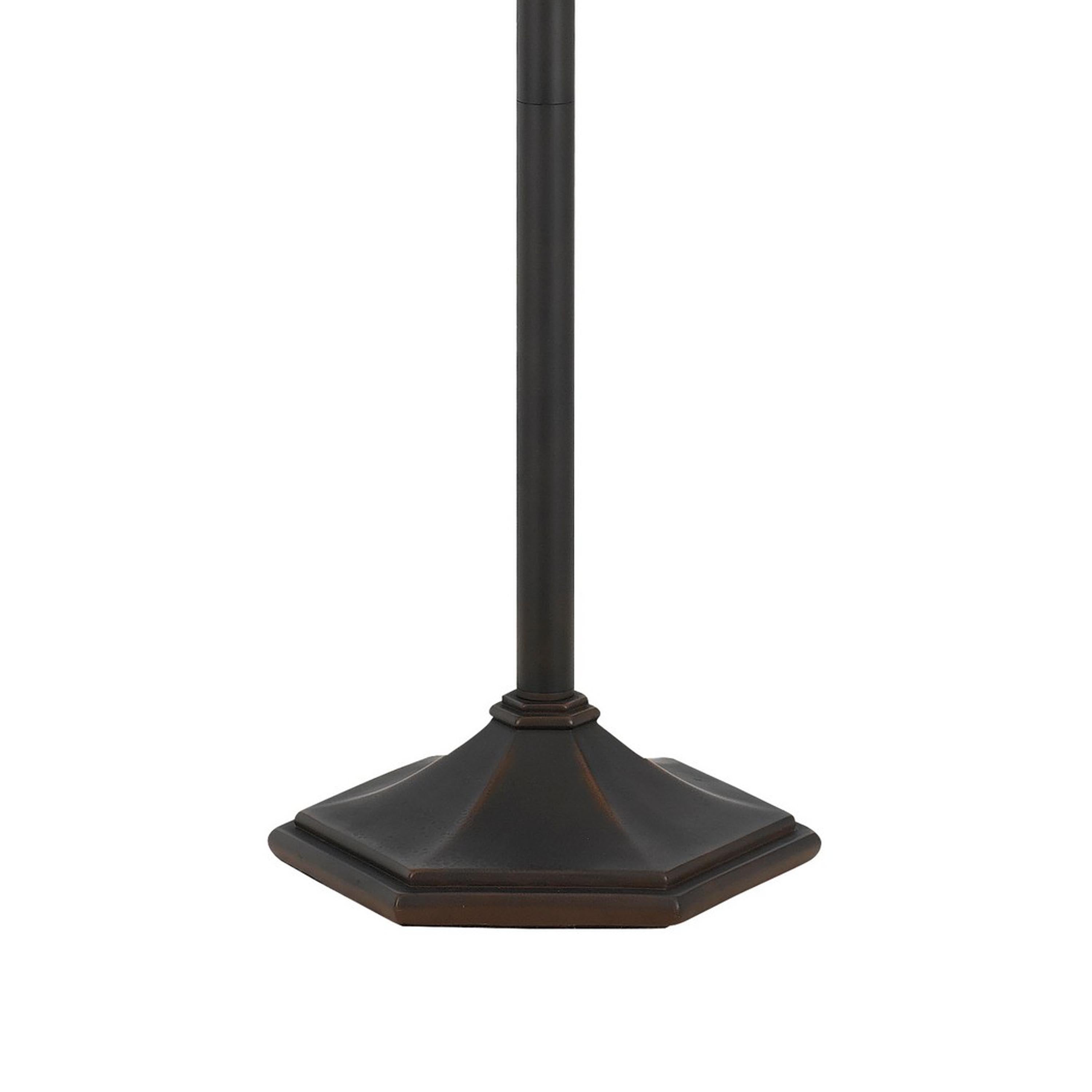 Flared Glass Shade Floor Lamp With Pattern And Stalk Support Multicolor-zoom-4