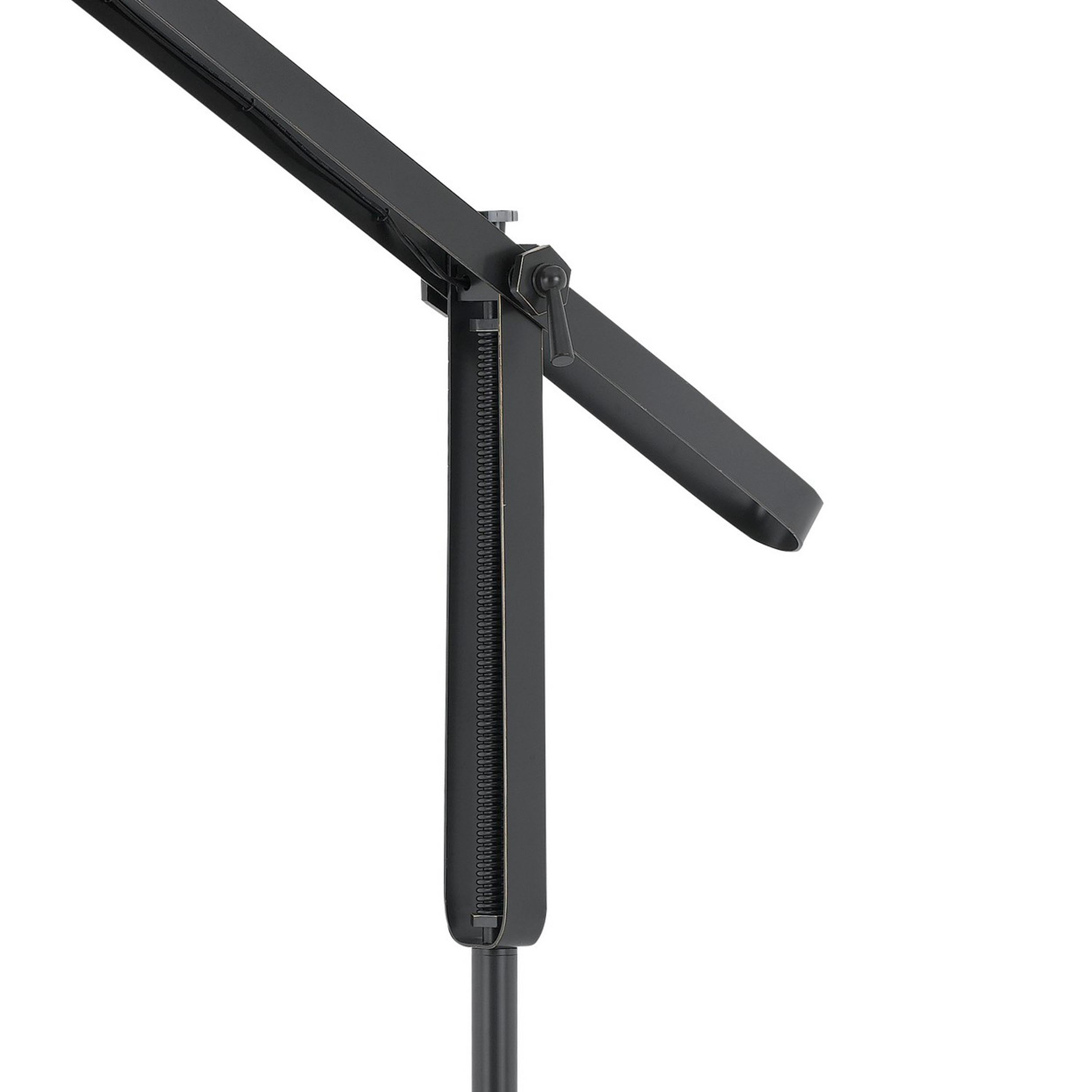 Round Shade Metal Floor Lamp With Adjustable Stalk Support Black-zoom-3