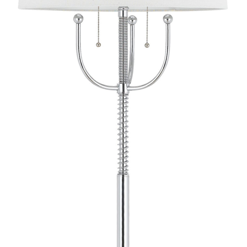 Metal Floor Lamp With Corkscrew Design Stalk Support And Drum Shade Silver-zoom-
