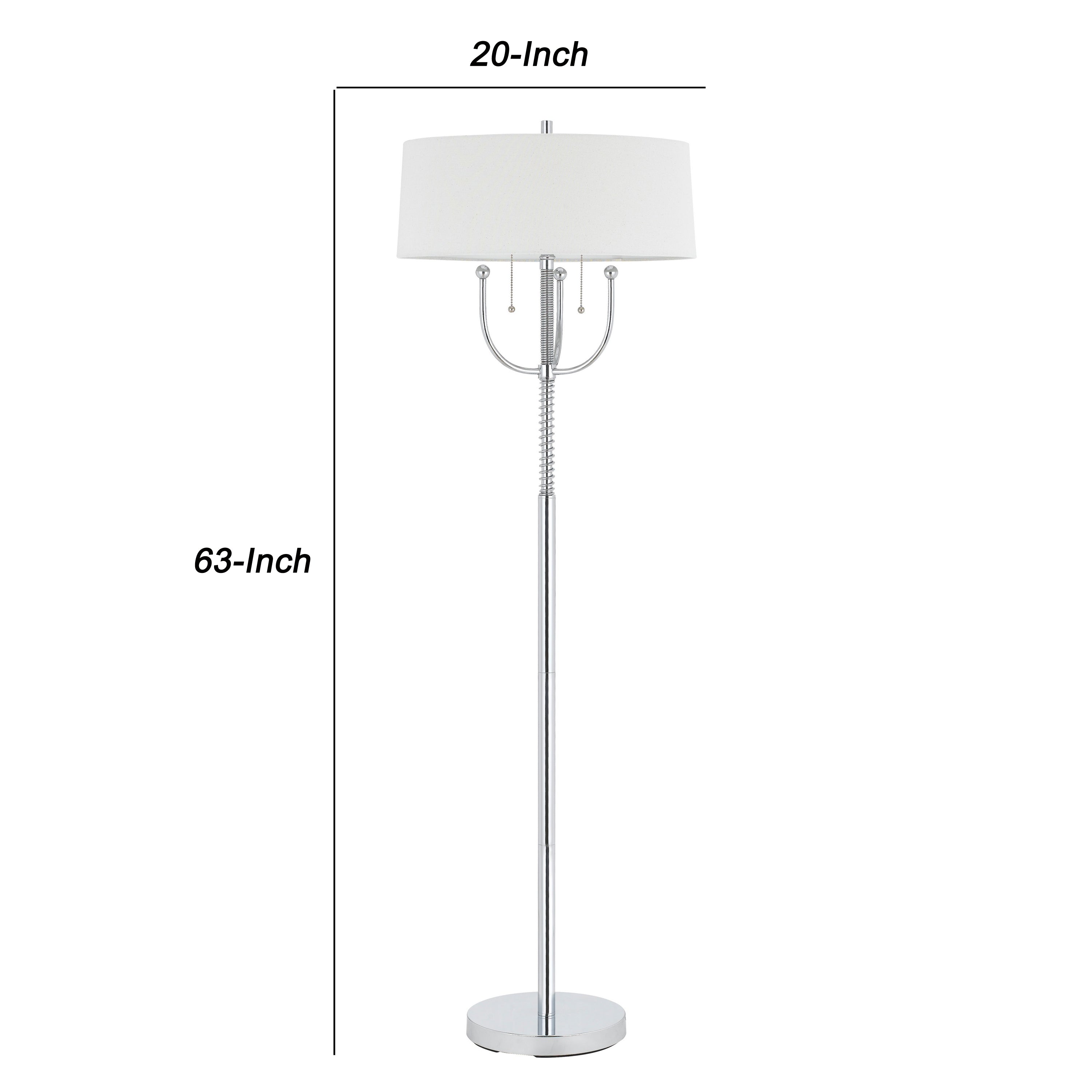 Metal Floor Lamp With Corkscrew Design Stalk Support And Drum Shade Silver-zoom-5