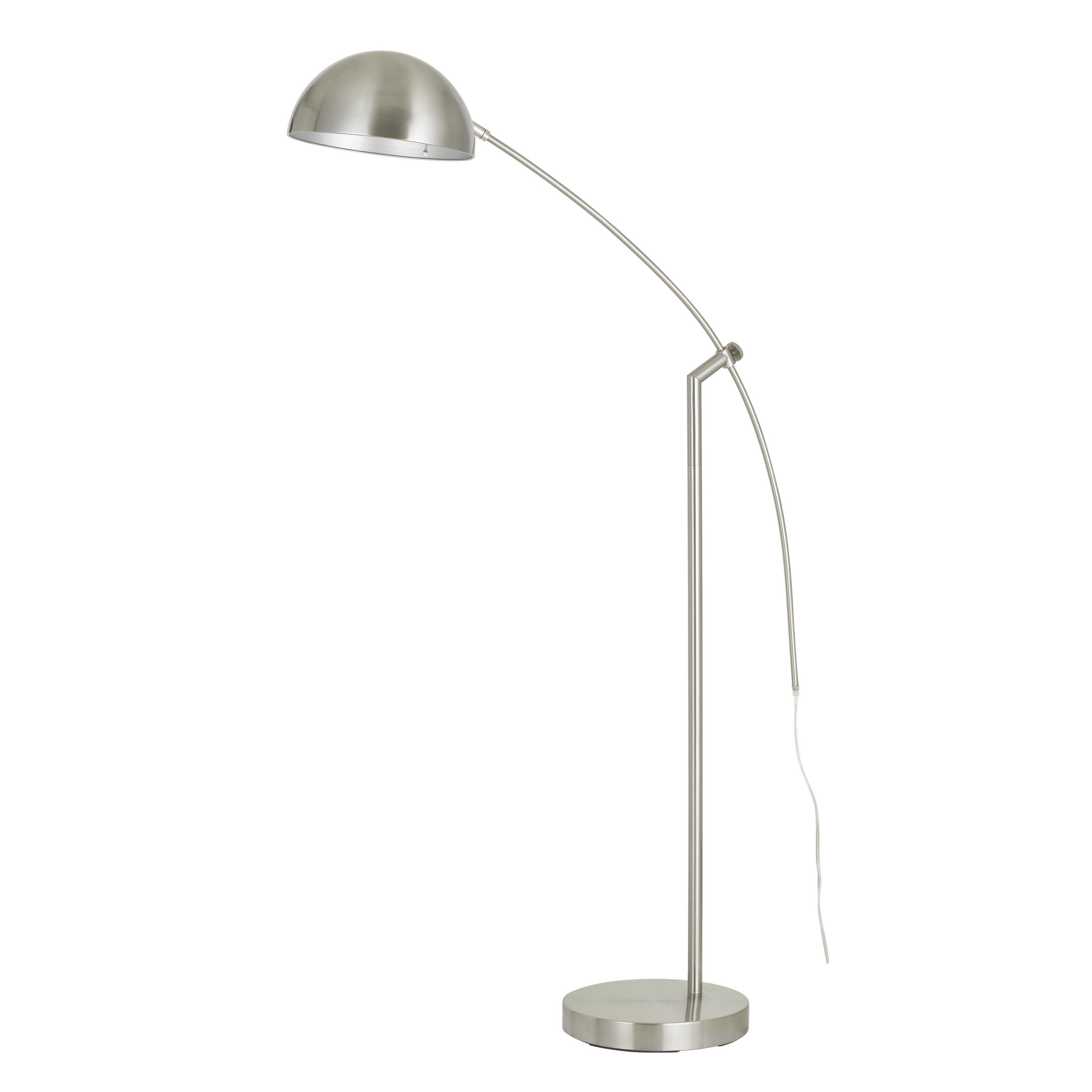 Metal Arc Design Floor Lamp With Round Base And Stalk Support Silver-zoom-1