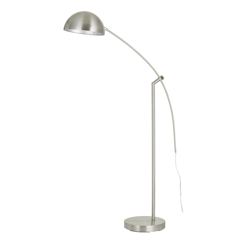 Metal Arc Design Floor Lamp With Round Base And Stalk Support Silver-zoom-