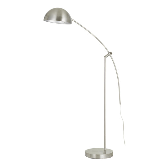Metal Arc Design Floor Lamp With Round Base And Stalk Support Silver