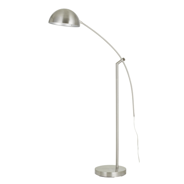 Metal Arc Design Floor Lamp With Round Base And Stalk Support Silver