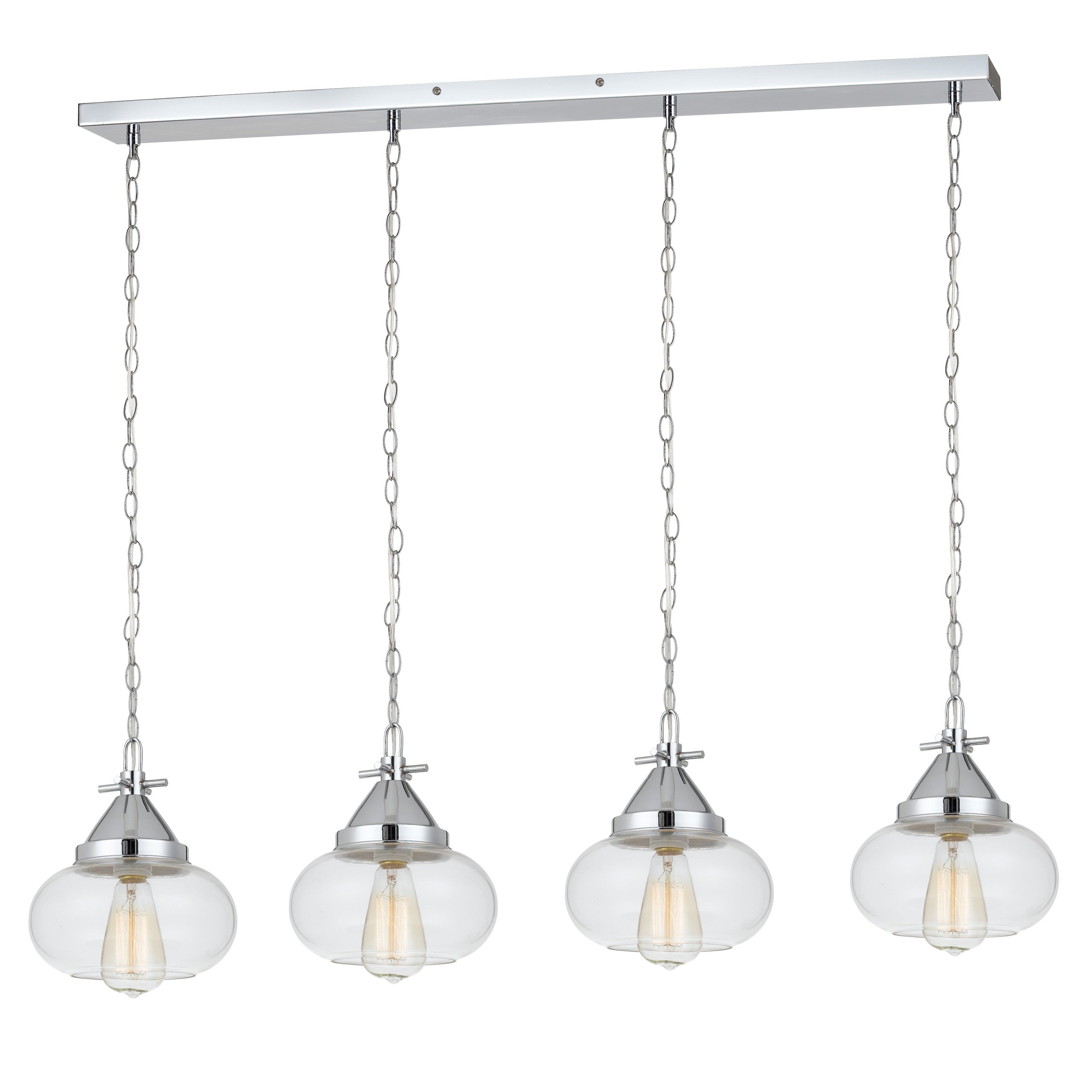 Round Glass Shade Pendant Lighting With Chain Holders Silver And Clear