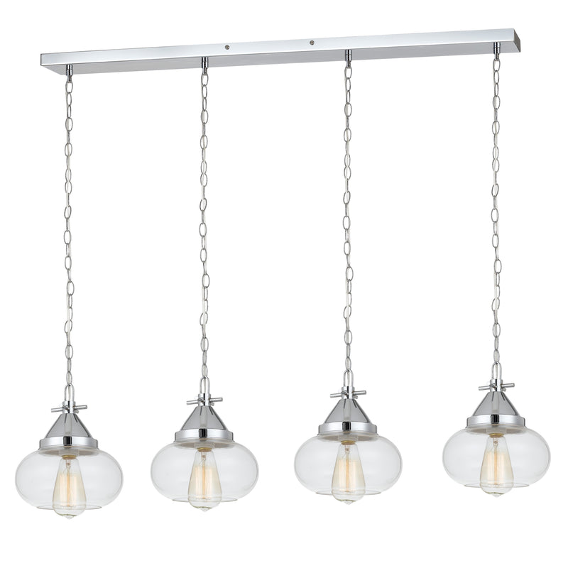 Round Glass Shade Pendant Lighting With Chain Holders Silver And Clear-zoom-