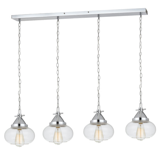 Round Glass Shade Pendant Lighting With Chain Holders Silver And Clear