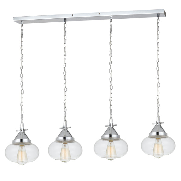 Round Glass Shade Pendant Lighting With Chain Holders Silver And Clear