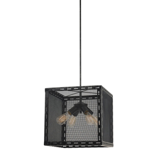 Metal Wire Mesh Design Shade Chandelier With Cord Black