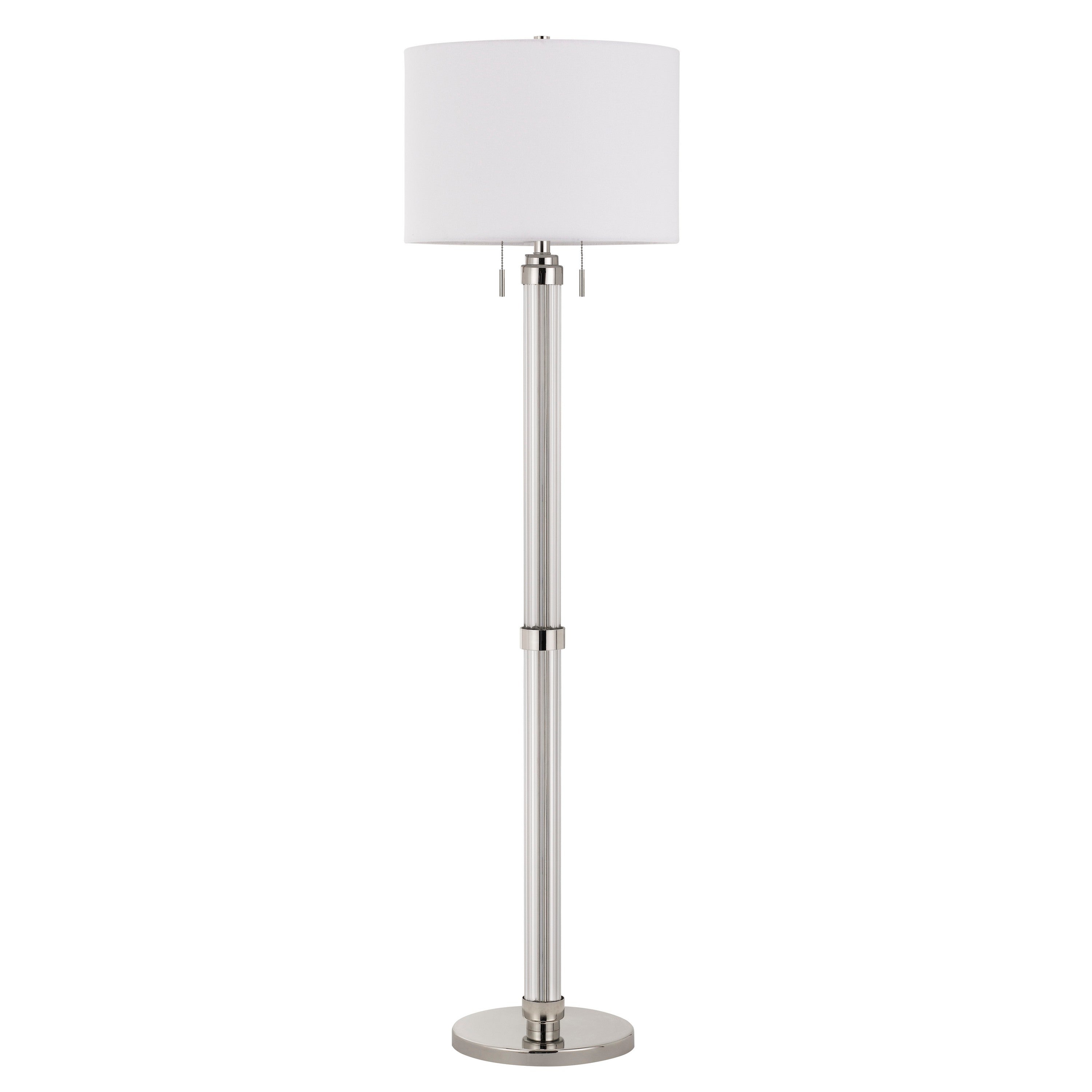 Metal And Acrylic Tubular Body Floor Lamp With Fabric Drum Shade White-zoom-1