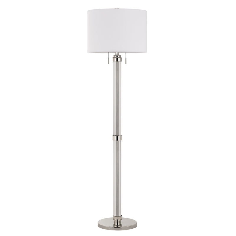 Metal And Acrylic Tubular Body Floor Lamp With Fabric Drum Shade White-zoom-
