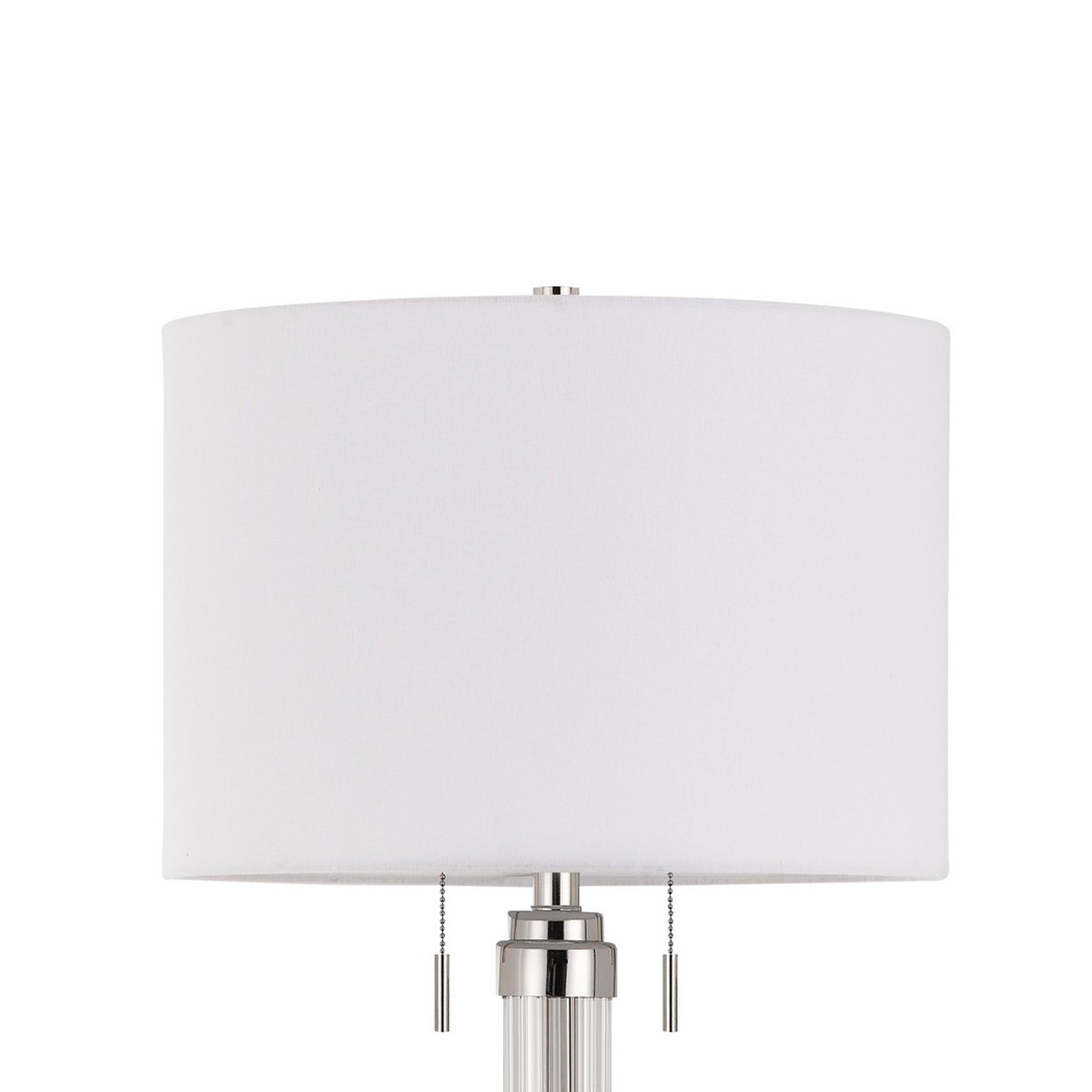 Metal And Acrylic Tubular Body Floor Lamp With Fabric Drum Shade White-zoom-2
