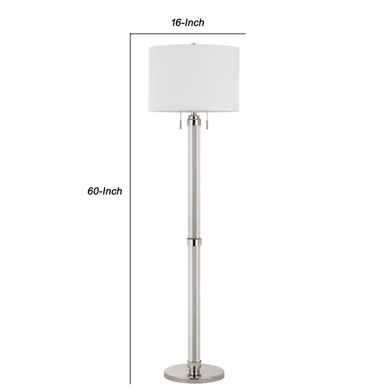 Metal And Acrylic Tubular Body Floor Lamp With Fabric Drum Shade White-zoom-