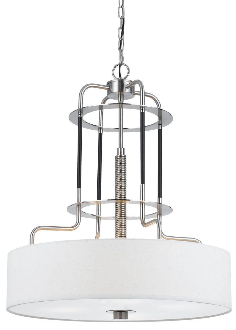 60 X 4 Watt Metal Frame Chandelier With Fabric Shade White And Silver-zoom-