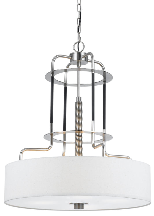 60 X 4 Watt Metal Frame Chandelier With Fabric Shade White And Silver