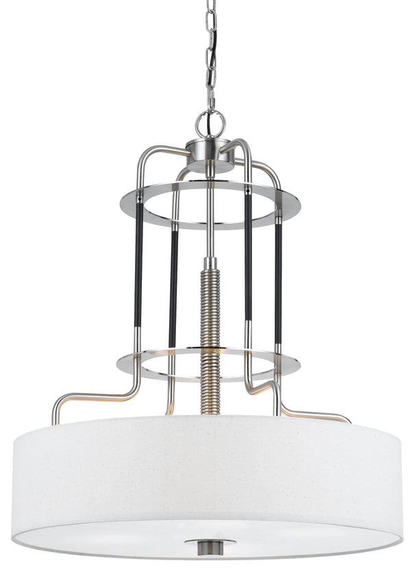 60 X 4 Watt Metal Frame Chandelier With Fabric Shade White And Silver