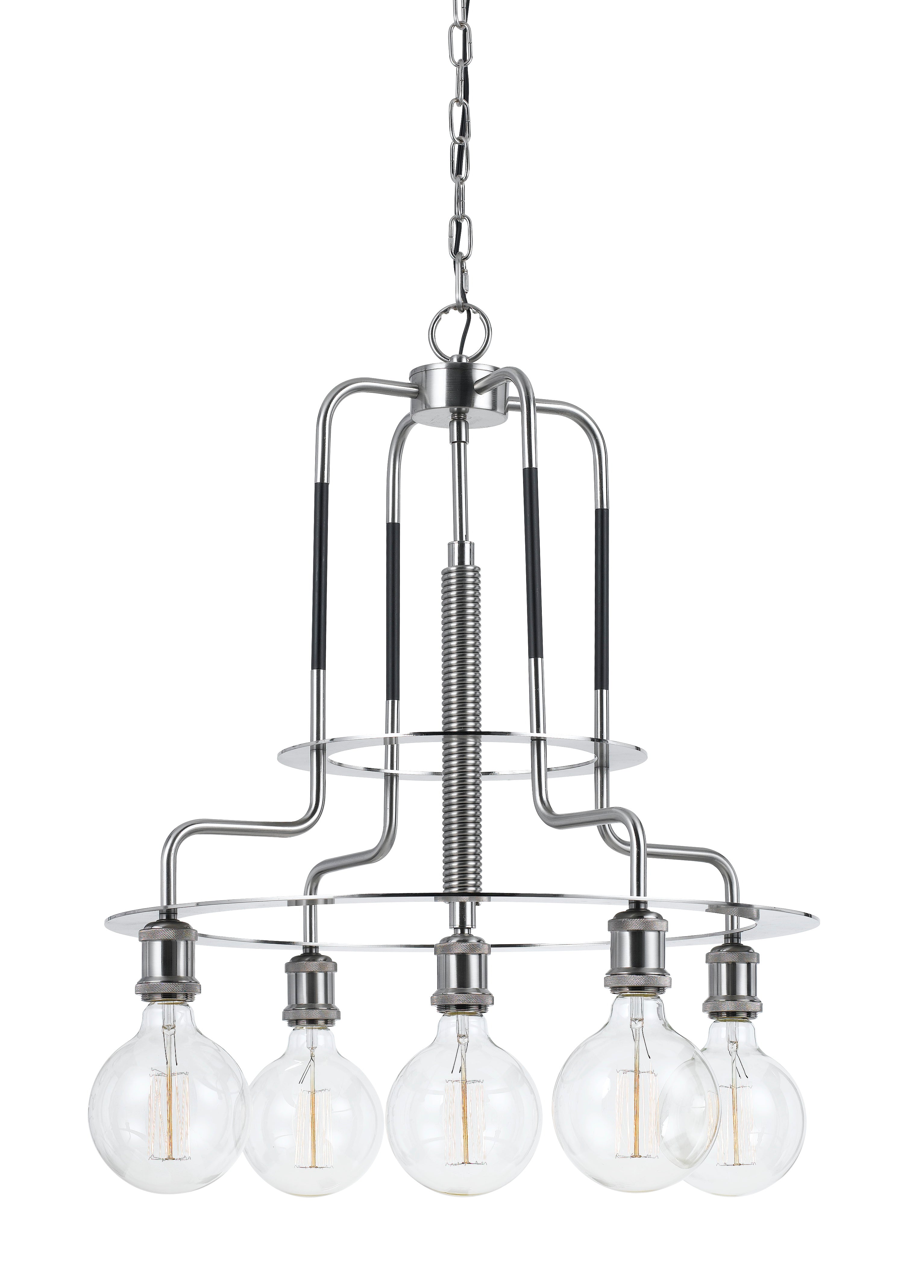 60 X 5 Watt Metal Frame Chandelier With Edison Bulbs Silver