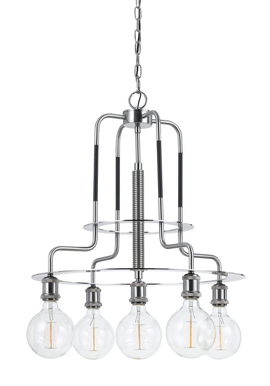 60 X 5 Watt Metal Frame Chandelier With Edison Bulbs Silver