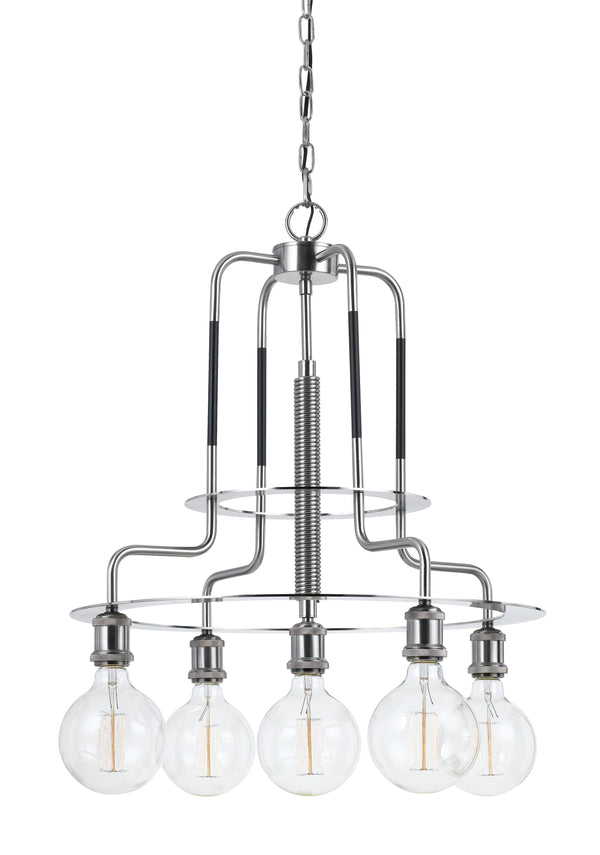 60 X 5 Watt Metal Frame Chandelier With Edison Bulbs Silver