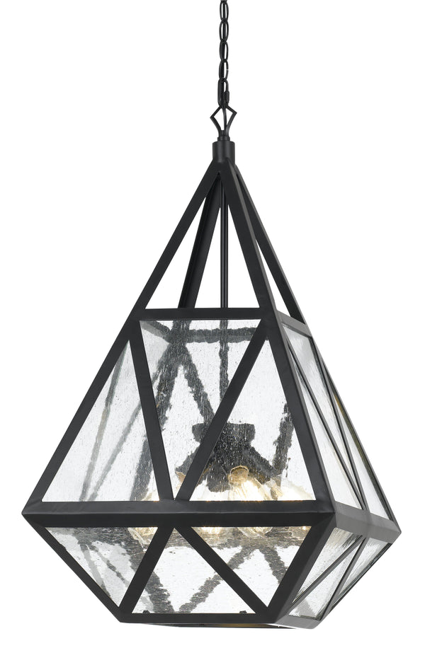 Geometric Metal Frame Chandelier With Multiple Faceted Side black And Clear-zoom-1