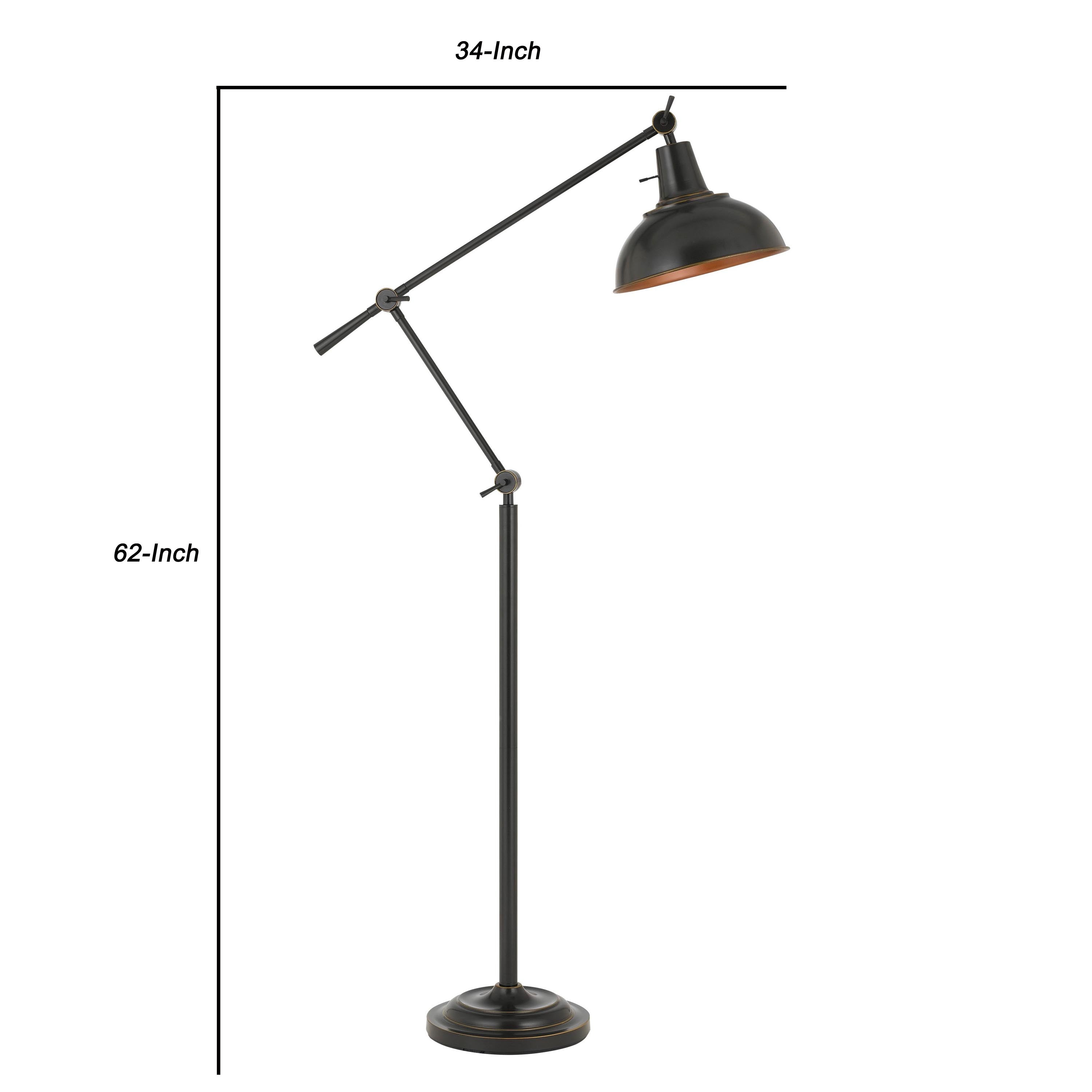 100 Watt Metal Body Floor Lamp With Adjustable Height And Head Black-zoom-5
