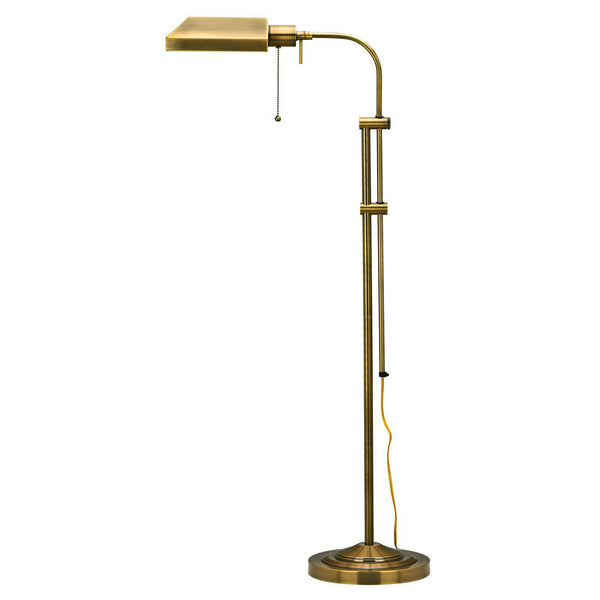 Metal Rectangular Floor Lamp With Adjustable Pole Gold