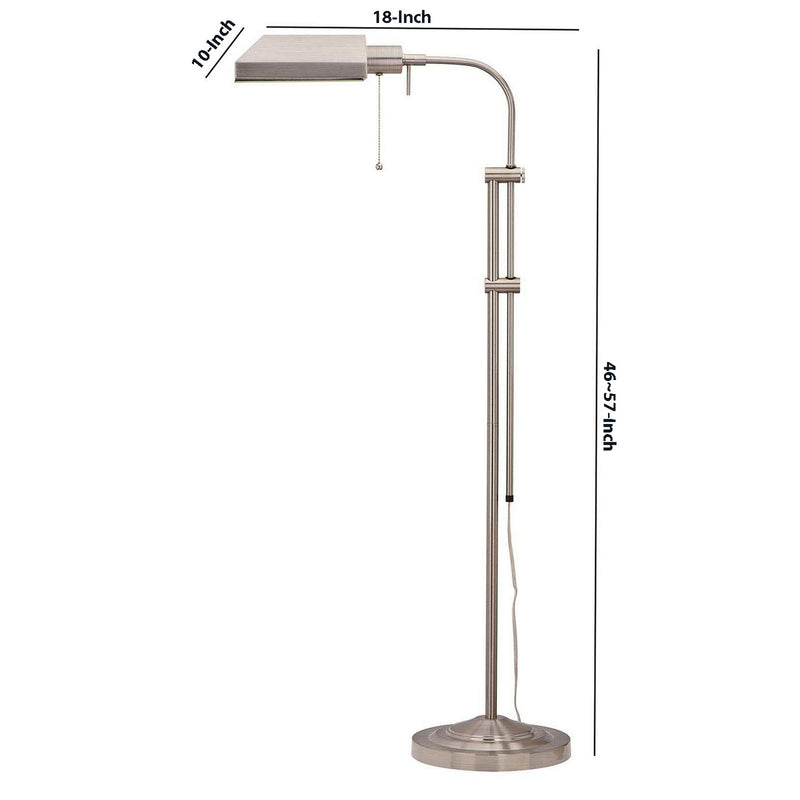 Metal Rectangular Floor Lamp With Adjustable Pole White-zoom-